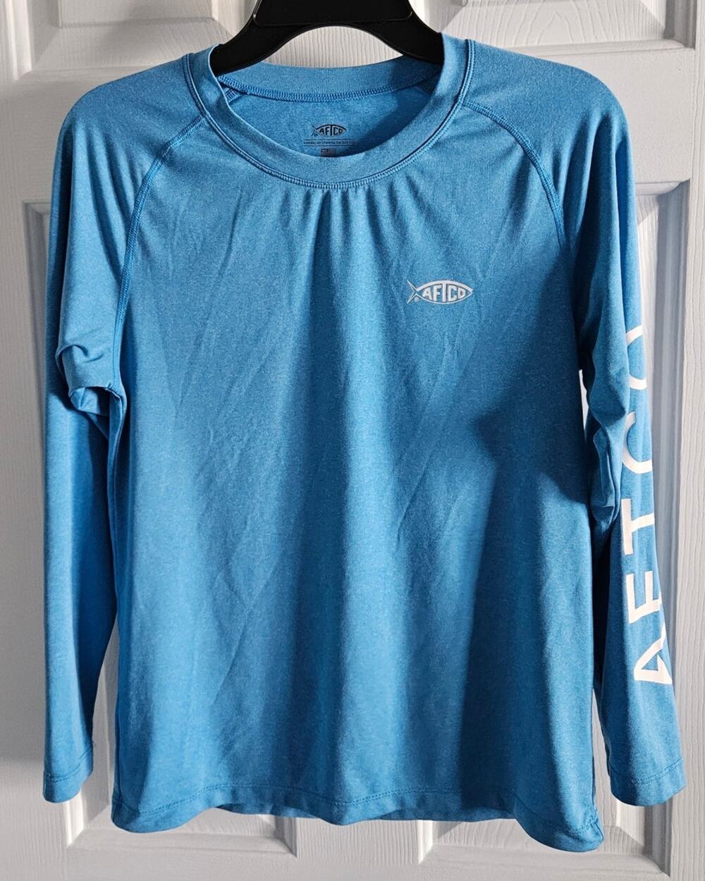 Boy's AFTCO Fishing LS Crew Neck Shirt Large Blue American Fishing Tackle Co